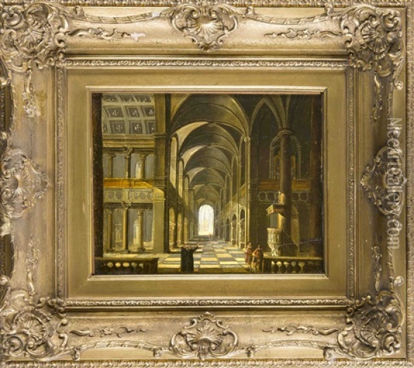 Kircheninterieur Mit Figurenstaffage Oil Painting - Friedrich Stoecklin