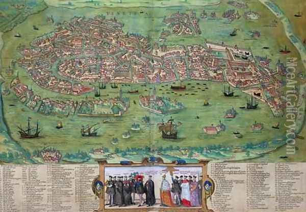 Map of Venice from Civitates Orbis Terrarum Oil Painting - Joris Hoefnagel