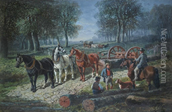 Rural Scene With Work Horses Oil Painting - John Frederick Herring Snr