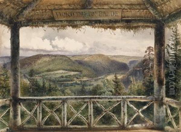 View From The Dorotheenbaude Over The Hills And Forests Around The Castle Of Gratz Oil Painting - Rudolf Ritter von Alt