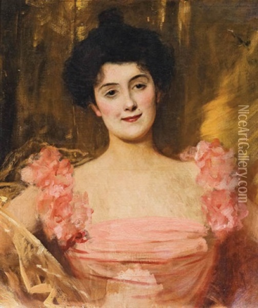 Portrat Einer Dame Oil Painting - Jean Joseph Benjamin Constant