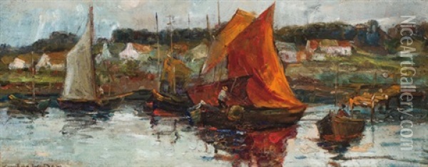 Ipswich, Fishing Boats Oil Painting - Arthur Wesley Dow