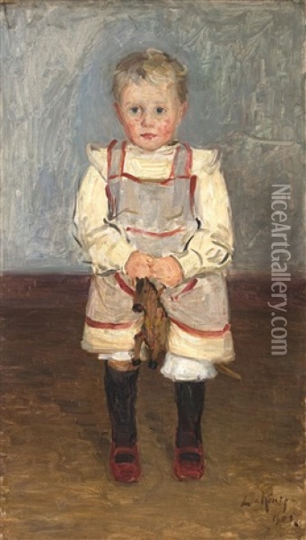 A Young Boy With His Hobby-horse Oil Painting - Leo von Koenig