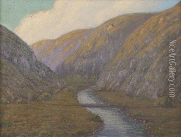 Riparian Landscape Oil Painting - Ernest Browning Smith