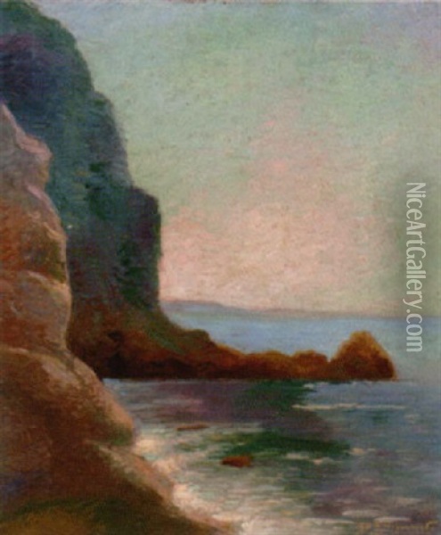 A Rocky Coastline Oil Painting - Felix Bracquemond