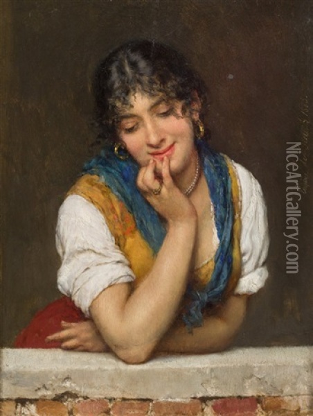 Youn Italian Woman Oil Painting - Eugen von Blaas