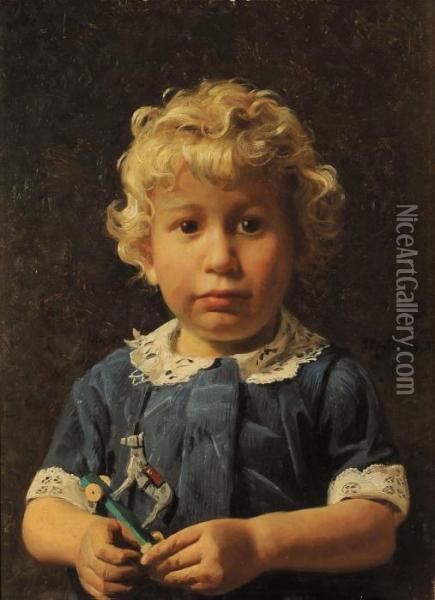 Monsted Ritratto Di Bambino Oil Painting - Peder Mork Monsted