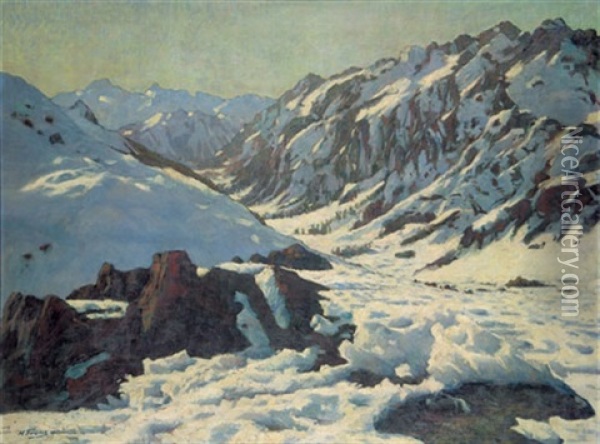 Hochgebirglandschaft Im Winter Oil Painting - Heinrich Franz