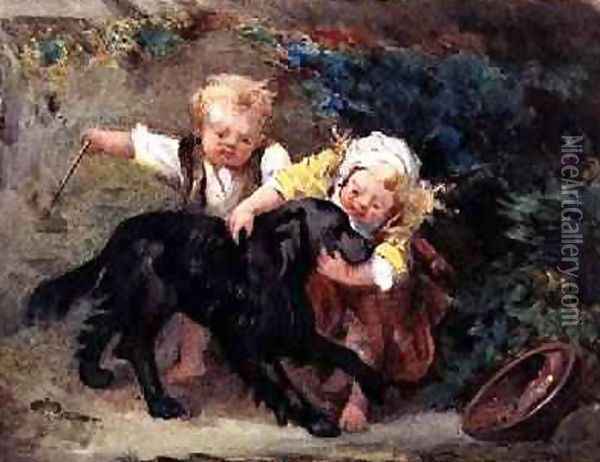 The Happy Trio Oil Painting - Martha Darley Mutrie