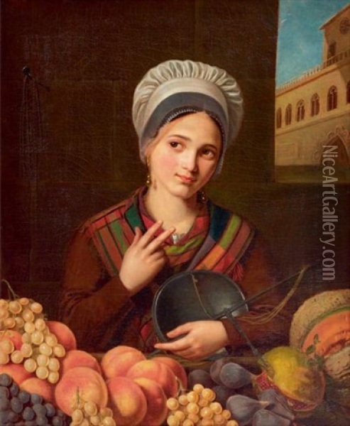 La Marchande De Fruits Oil Painting - Jean Henri de Coene