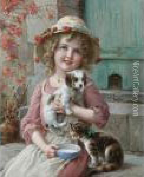 New Friends Oil Painting - Emile Vernon