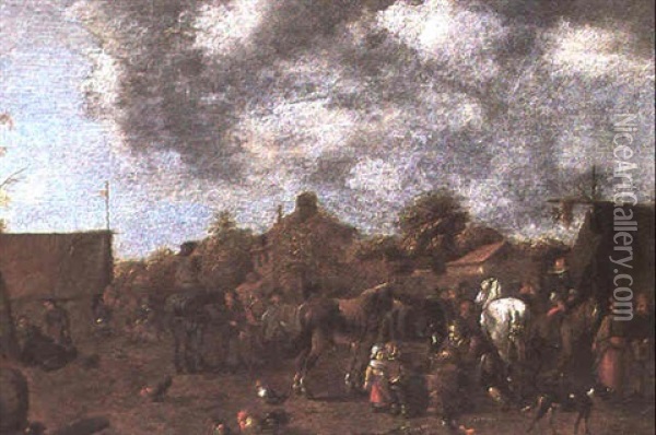 La Halte Des Cavaliers Oil Painting - Barend Gael