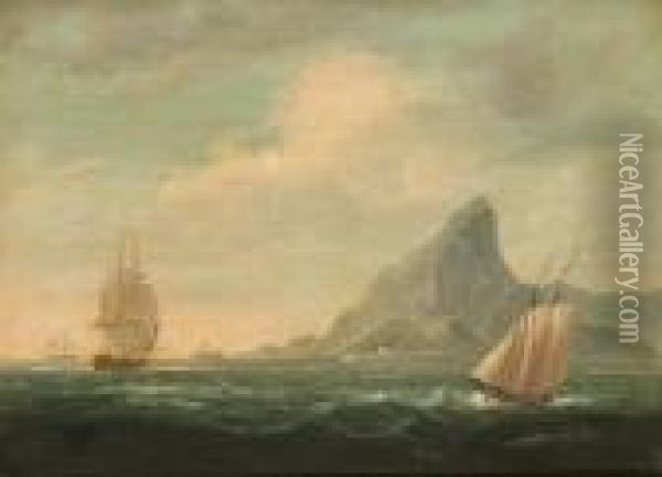 Shipping Off Rio De Janeiro Oil Painting - James E. Buttersworth