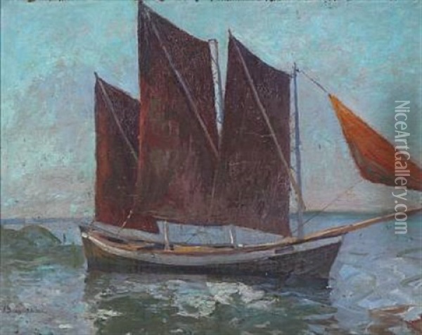 A Sailboat Oil Painting - Georg Burmester