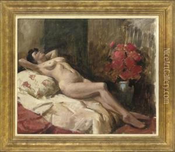 Reclining Nude Oil Painting - Edwin Frederick Holt