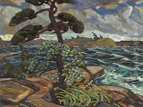 September Gale, Georgian Bay Oil Painting - Arthur Lismer