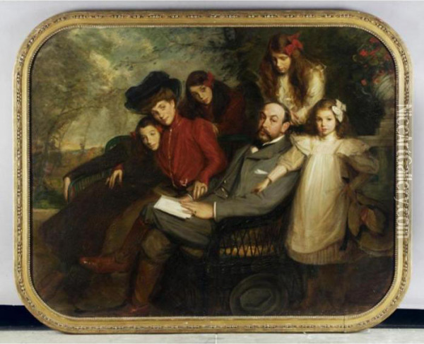 The Poet Francis Viele-griffin And His Family Oil Painting - Jacques-Emile Blanche