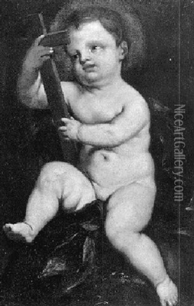 Infant Christ Holding The Cross Oil Painting - Polidoro da Lanciano