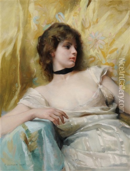 Jeune Femme Alanguie Oil Painting - Frederic Dufaux