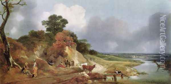 Landscape with the village Cornard Oil Painting - Thomas Gainsborough