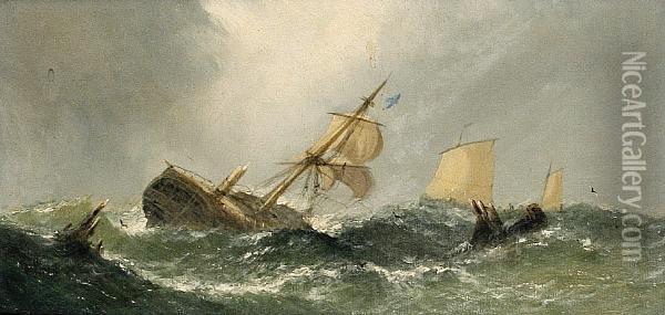 Morning After The Wreck Oil Painting - William Calcott Knell