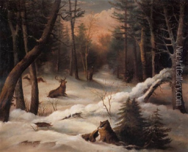 Maine Deer Country Oil Painting - Seth W. Steward