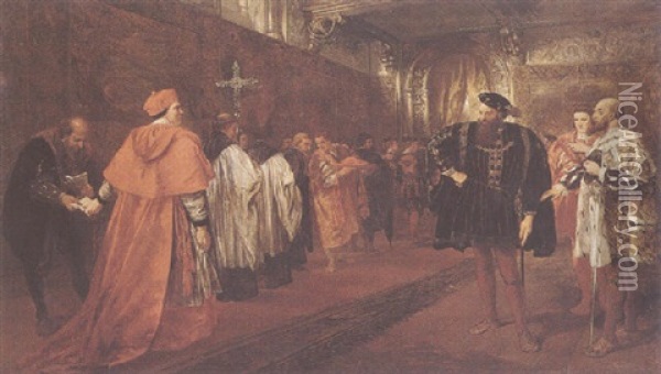 Cardinal Wolsey And The Duke Of Buckingham Oil Painting - Sir John Gilbert