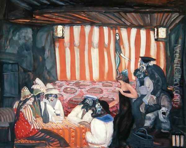 Cabaret II Oil Painting - Boris Dmitrievich Grigoriev