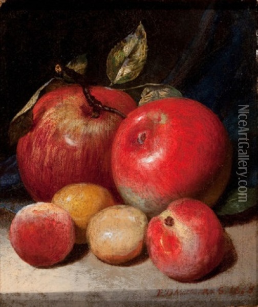 Still Life With Apples And Plums Oil Painting - Peter Baumgras
