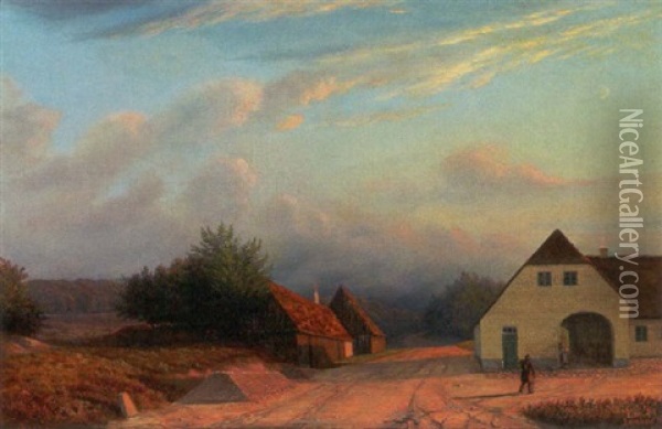 Landskab Med Garde Oil Painting - Hans Thorvald Emilius Hoppensach