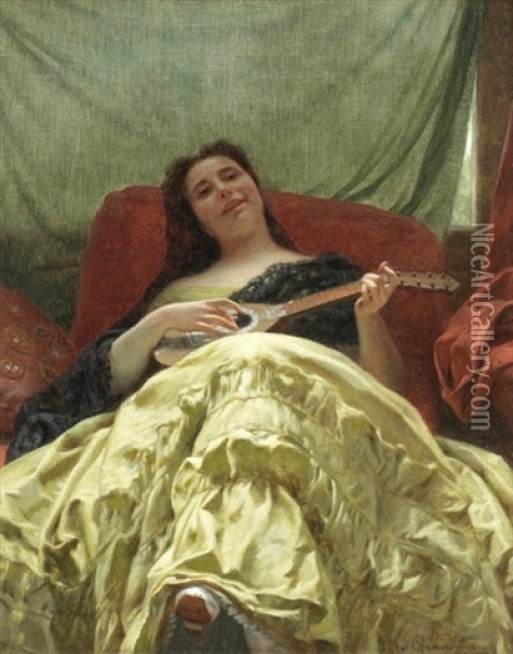 A Seductive Melody Oil Painting - Louis Emile Pinel De Grandchamp
