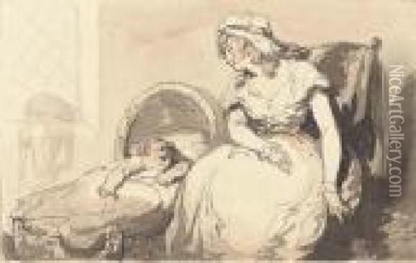 Mother And Child Oil Painting - Thomas Rowlandson