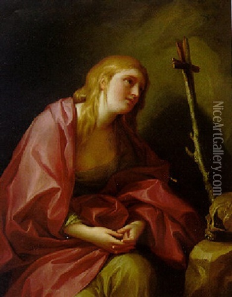 The Penitent Magdalen With A Cross Oil Painting - Anton Raphael Mengs