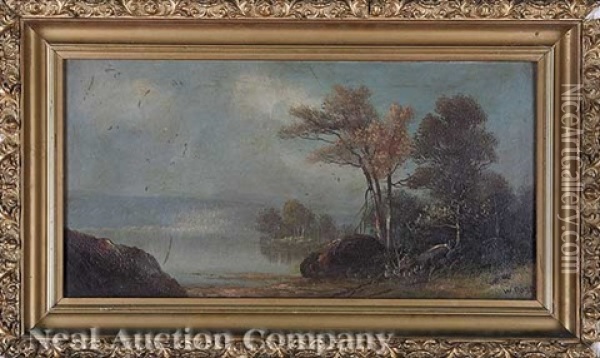 Over The Falls (+ A Lake; Pair) Oil Painting - William Merritt Post