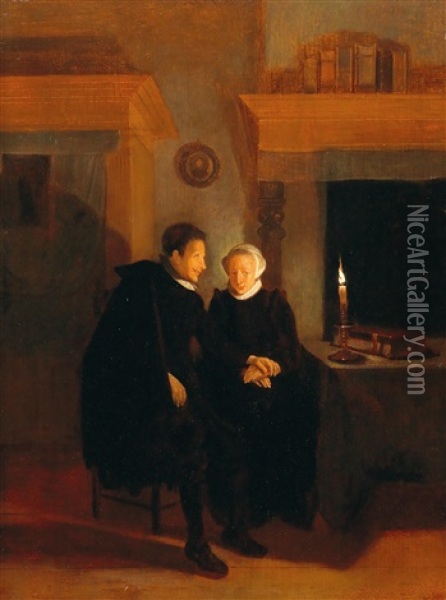 A Couple By Candlelight Oil Painting - Quiringh Gerritsz van Brekelenkam