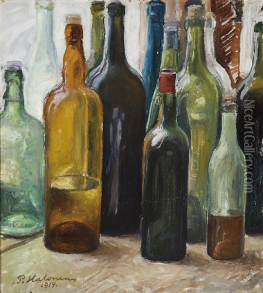 Still-life With Bottles Oil Painting - Pekka Halonen