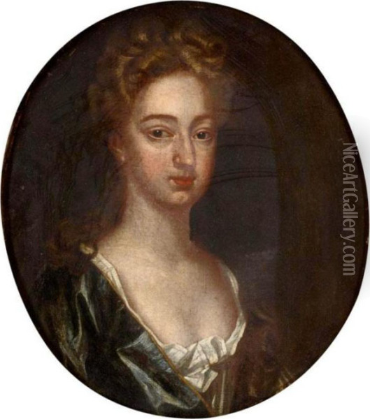 Portraits Of Edward Morgan; Portrait Of His Wife Mary Oil Painting - Sir Godfrey Kneller