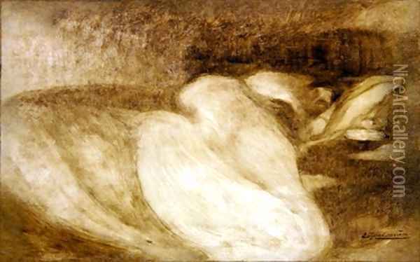 Sleeping woman Oil Painting - Eugene Carriere