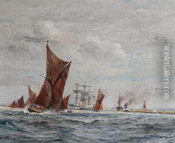 The Thames, Long Reach Oil Painting - Charles John de Lacy