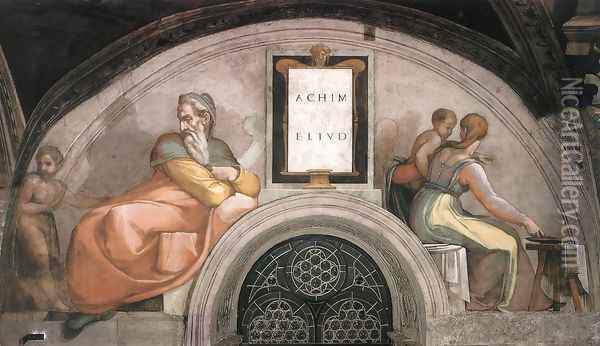 Achim - Eliud 1511-12 Oil Painting - Michelangelo Buonarroti