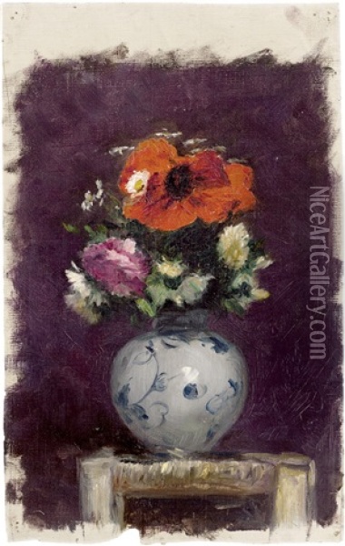 Blumenvase Mit Rotem Mohn Oil Painting - Betzy Marie Petrea Libert