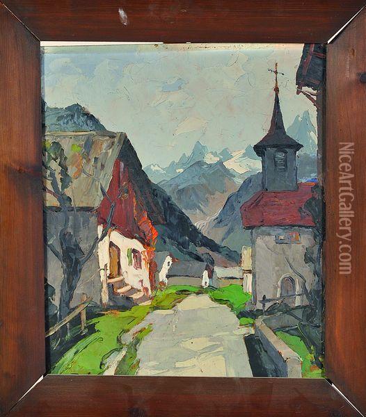 chapelle Des Houches, Vallee De Chamonix Oil Painting - Lucien Poignant