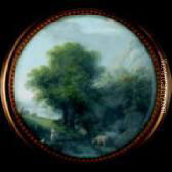 Paesaggio Campestre Con Figure E Armenti Oil Painting - Giovanni Migliara