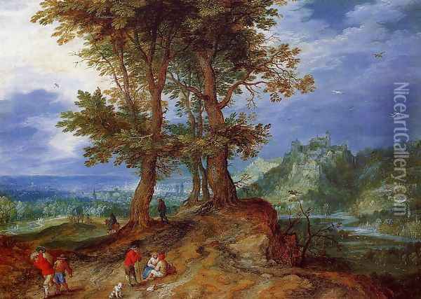On the Road to Market Oil Painting - Jan The Elder Brueghel