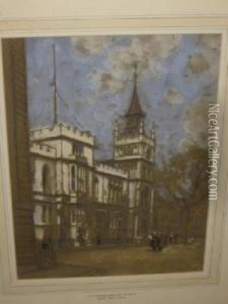 Crown Office Row Temple Oil Painting - Horace Mann Livens