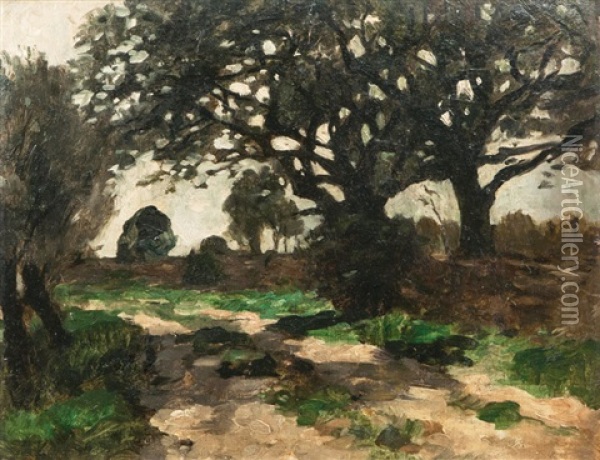 Path Under Trees Oil Painting - Thomas Herbst