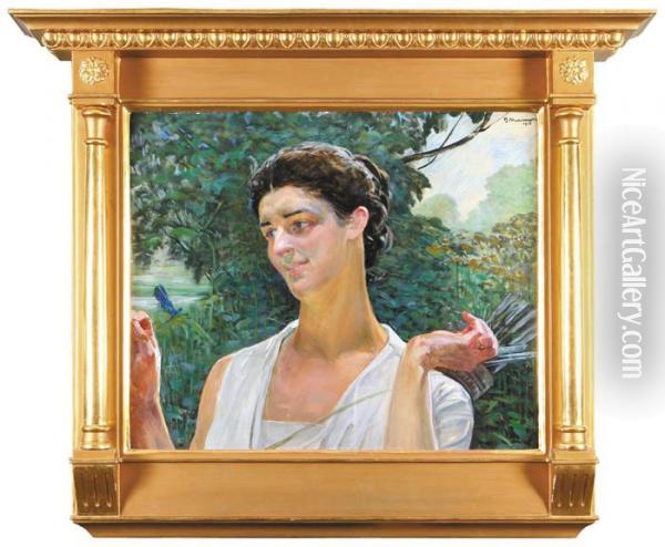 Diana. Portret Marii Sozanskiej, 1916 R. Oil Painting - Jacek Malczewski