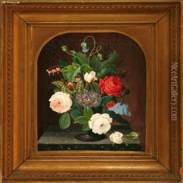 Still Life With Flowers In A Vase Oil Painting - Christian Mollback