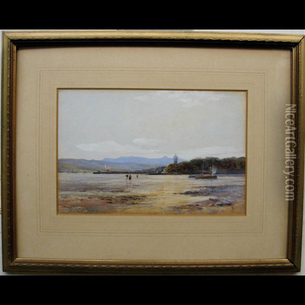 Gatherers At Low Tide Oil Painting - William Carlaw