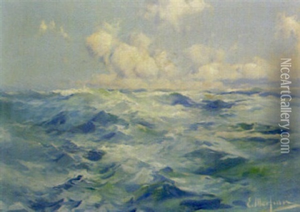 The Sea Oil Painting - Eliseo Meifren y Roig